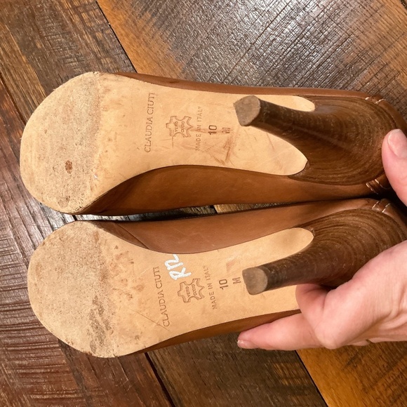 Claudia Ciuti Tan Leather Horsebit Platform Heels Made in Italy Women’s Size 10m - Picture 9 of 9